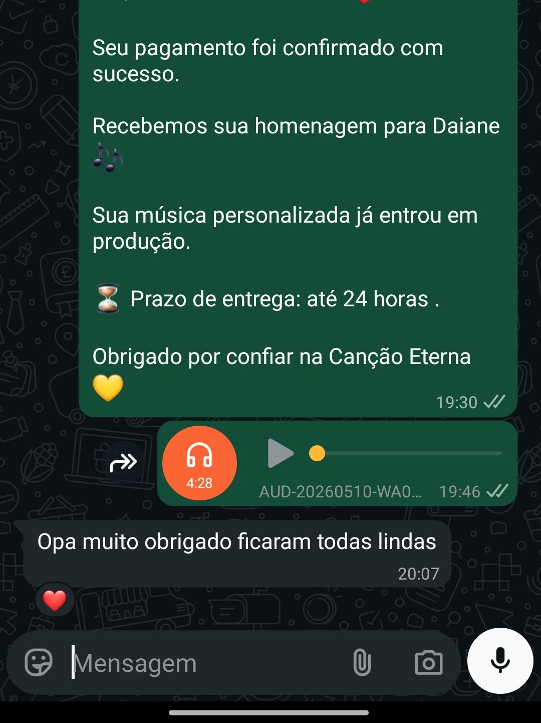 Depoimento real de cliente no WhatsApp 2