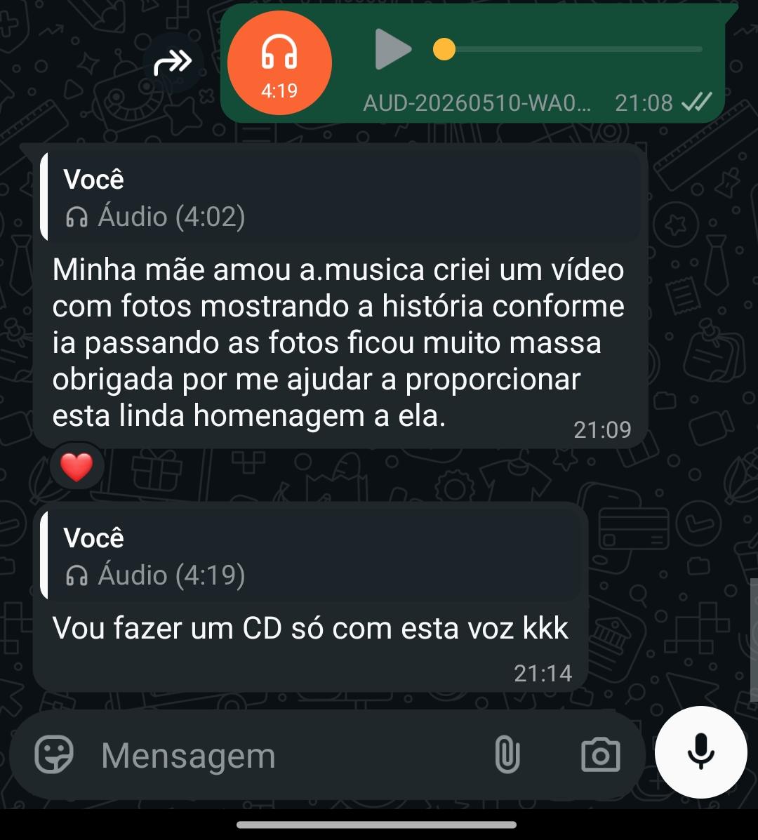 Depoimento real de cliente no WhatsApp 3