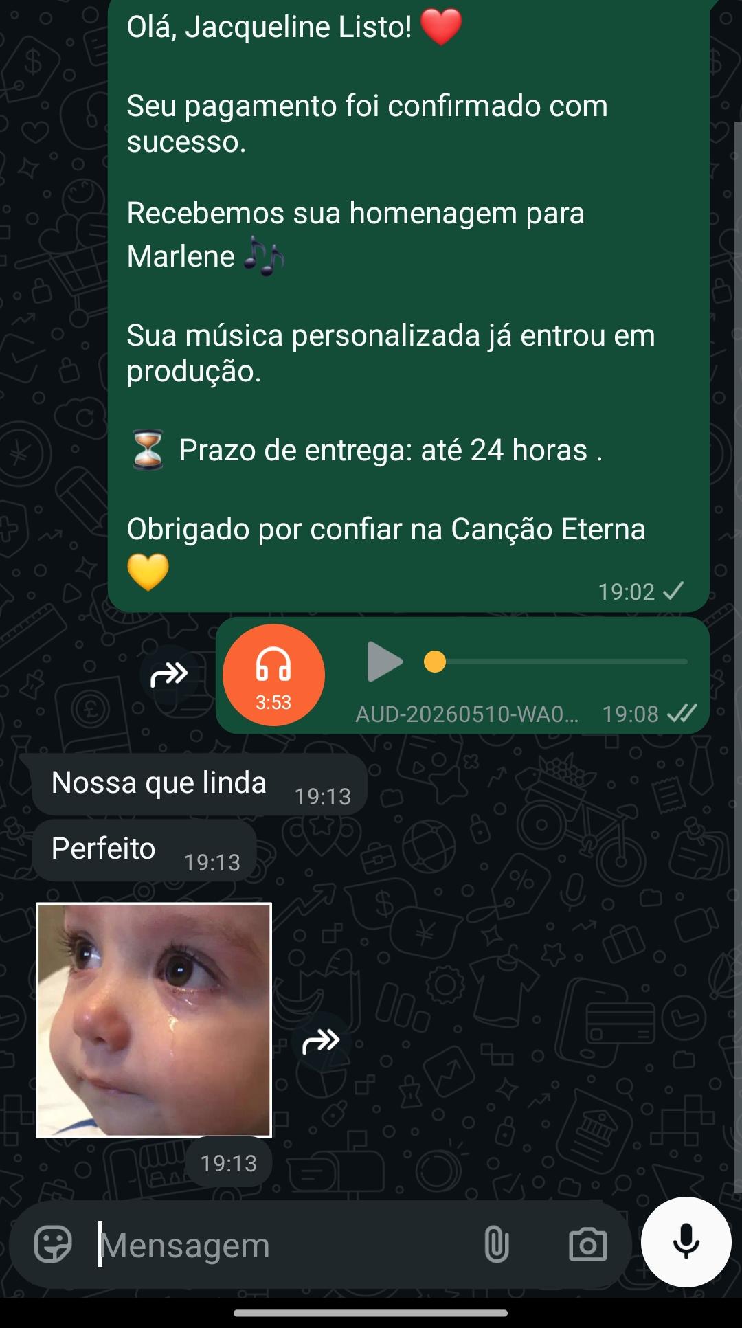 Depoimento real de cliente no WhatsApp 6