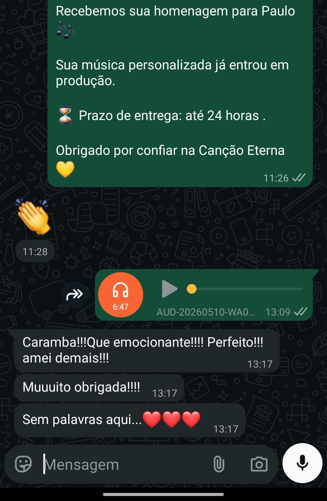 Depoimento real de cliente no WhatsApp 7